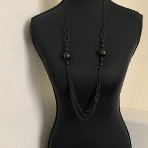 Macy's Long  Black Chain Beaded Necklace.